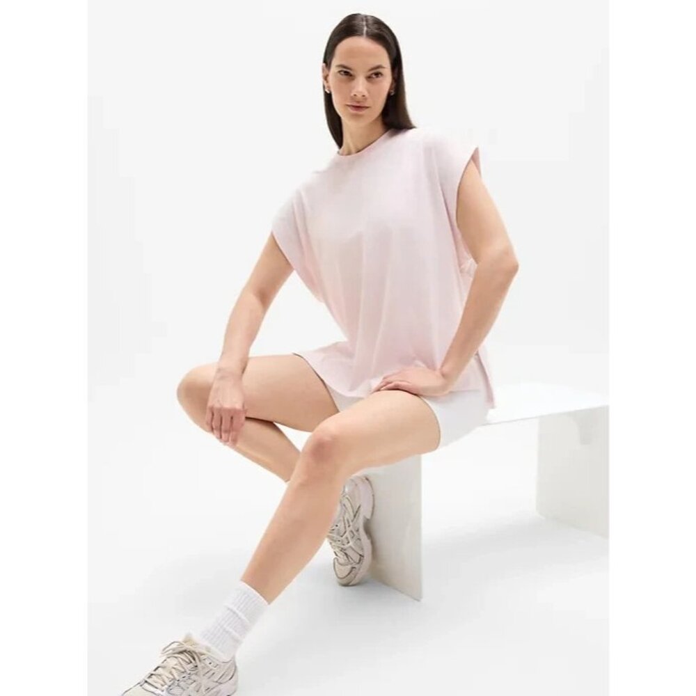 Athleta M True Cotton Oversized Dolman Muscle Shirt Shell Pink Medium Regular - Picture 4 of 8